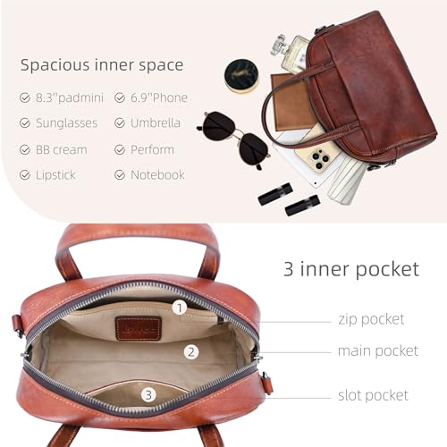 Image of Iswee Genuine Leather Purses for Women Shoulder Handbags Designer Hobo Crossbody Purse Top Handle Purse
