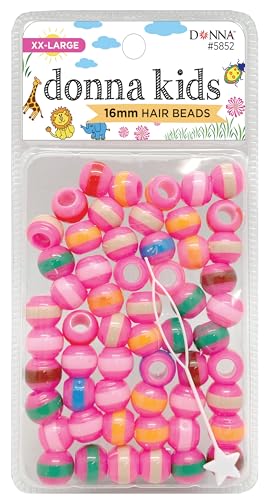 Perles de cheveux pour tresser les nattes d'enfants poney rose 16 mm - 2
