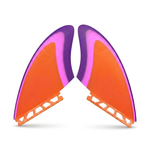 AQUBONA Twin Keel Fins - Twin Fin Fish Surfboard Fins Twin Keels - Smooth Fiberglass Flex (Colourful)