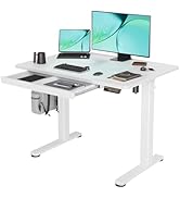 Claiks 電動昇降式デスク　ホワイト　高さ72cm-118cm Amazon | Claiks 昇降デスク 大きめ 電動 パソコンデスク 昇降式