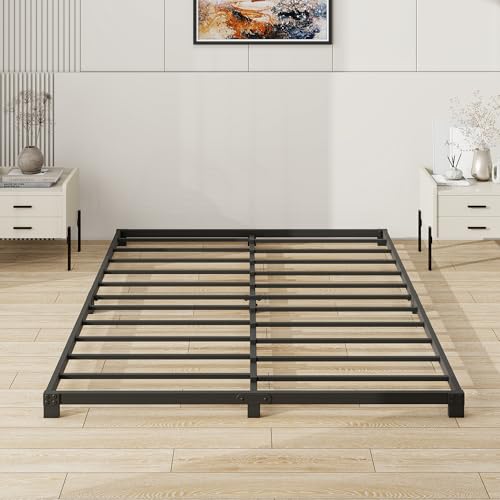 VERFARM 3 Inch Bed Frame Queen Size Low Profile, Queen Heavy Duty Platform Bed Frame No Box Spring Needed, Easy Assembly, Noise Free, Black