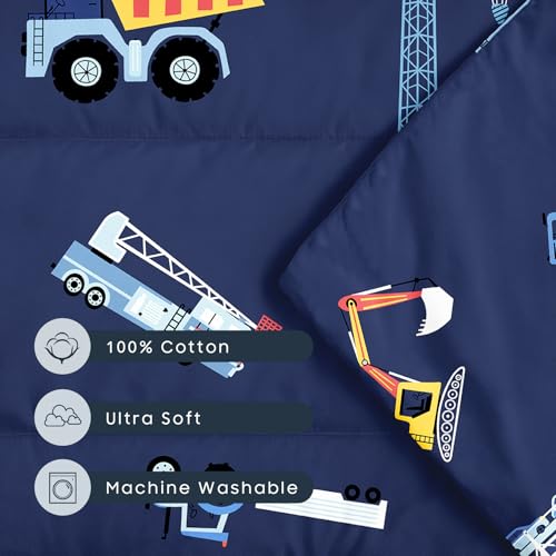 Image of Wake In Cloud - Cot Nap Mat with Pillow and Blanket, 100% Cotton Fabric, for Toddler Kids Boys Ages 3 Plus in Daycare Kindergarten Preschool with Elastic Corner Straps, Cars Cranes Trucks