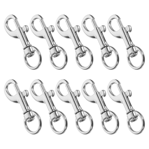 BUGUUYO 10pcs Stainless Steel Swivel Snap Hooks for Unwelded Chains and Belts, Heavy Duty Multi-use Design, Silver Sturdy Clasp Hooks for Industrial and Outdoor Applications