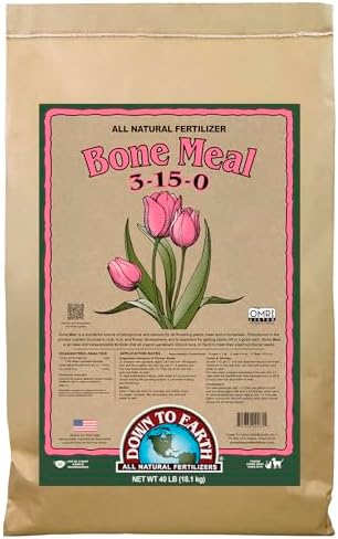 Down To Earth All Natural Fertilizers Organic Bone Meal - High Phosphorus Plant Food for Buds, Bulbs, Blooms, Flowers 3-15-0, 40 lb