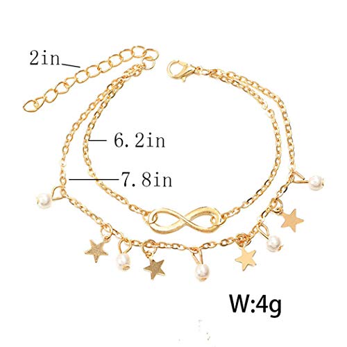 image for Shegirl Boho Infinite Anklet Bracelets Gold Layered Stars Anklet Chain