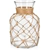 Vases With Ropes Amazon.com: Clear Glass Vase with Rope Net Wrap, Coastal Home Decor ...