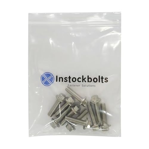 Image of M8-1.25 X 40 Flanged Hex Head Bolts Flange Hexagon Screws, 304 Stainless Steel 18-8, Pack of 10