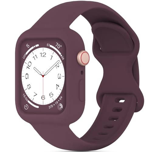 Image of Silicone Bands Bumper Case Compatible with Apple Watch Band 38mm 40mm 41mm 42mm 44mm 45mm 46mm 49mm Women Men, Sport Strap Protective Cover Wristband for iWatch Ultra Series 11 10 9 8 SE 7 6 5 4 3 2 1
