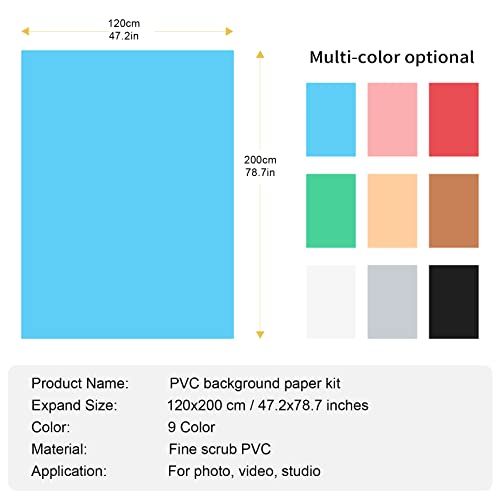 Selens 47"X80" Pvc Backdrop 9 Solid Colors Kit, Vinyl Seamless Pvc Background For Product Video Photography Photo Studio #TOP5