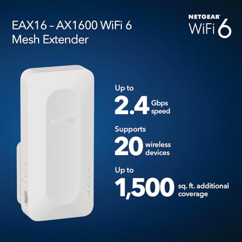 NETGEAR WiFi 6 Mesh Range Extender (EAX16) - Add up to 1,500 sq. ft. and up to 20 Devices with AX2400 Dual-Band Wireless Signal Booster & Repeater (up to 2.4 Gbps Speed), WPA3 Security, Smart Roaming by NETGEAR - Image 2