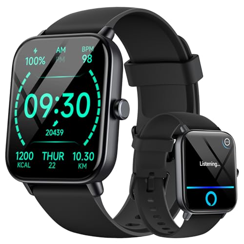 Smart Watch for Men(Answer/Make Call), Alexa Built-in 1.8 HD Mens Smartwatch with Heart Rate/SpO2/Sleep Monitor, 110+ Sports, IP68 Waterproof Step Counter Fitness Trackers for iPhone/Samsung/Android