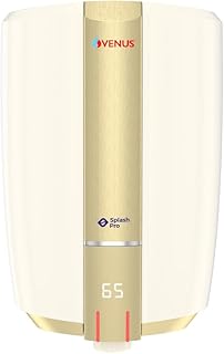 Venus Splash Pro Smart 25SX 25-Litre Storage Water Heater |Porcelain Enamelled Glass Lined Tank| BEE Star Rating - 5 Stars | Guarantee 10 Years on Inner Tank (IVORY/TUSCAN GOLD)