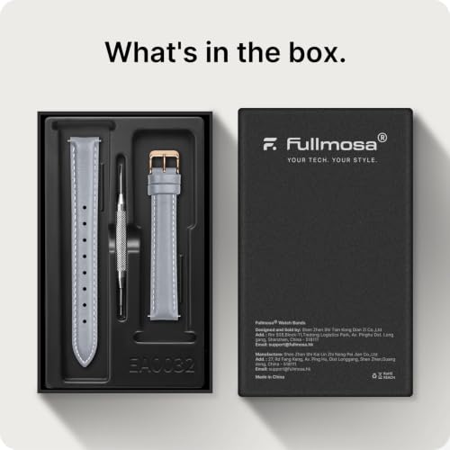Image of Fullmosa 14mm Quick Release Leather Watch Band | Traditional Smartwatch Replacement Strap for Women Formal Daily Commute, Light Gray&Rosegold Buckle