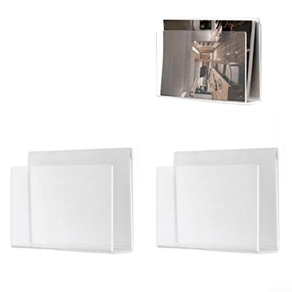 Lot de 2 porte-revues muraux en acrylique transparent, 27,9 x 5,8 x 20,9 cm, pour la maison, le bureau, la salle d'attente, le rangement de fichiers avec matériel (2 pièces)