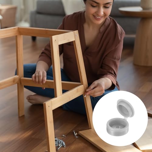 QUARKZMAN 300 Stück Schraubenabdeckkappen, 3mm Kunststoff-Scharnier-Schraubenkappen zum Abdecken von Schraubenköpfen (Grau)