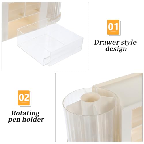 Rangement de bureau rotatif transparent SEWACC boîte multifonctionnelle - 7