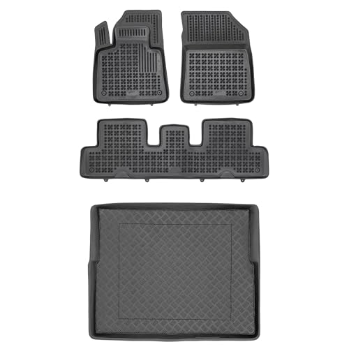 MOTOS Jeu de Tapis de Sol en Caoutchouc et de Tapis de Coffre en Plastique PE pour Citroen C4 Picasso II 2013-2018 Améliorez Votre Confort de Voyage avec Le...