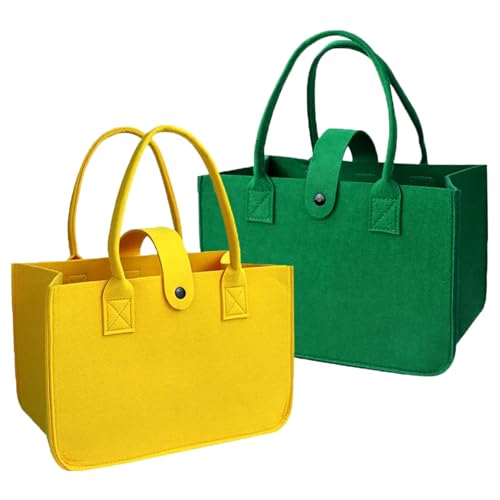 Sac en feutre robuste lot de 2 cabas d'épicerie 12x7x8 pouces réutilisable avec poignée renforcée