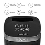 Small Portable Space Heater for Indoor Use - with 70°Rotating Feature, JIBUFI 1500W PTC Electric Heater, Rapid and Safe Heating, Remote Control, 1-12 Hr Timer for Bedroom, Office, etc, Silver - Image 2