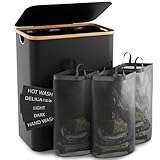 Hampers for Laundry Basket with Lid, 150L Extra Large 3 Section Clothes Divided Organizer for Bedroom,Laundry Room,Dirty Clothing Hamper,Black