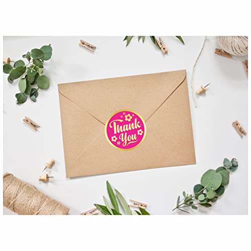 Thank You Stickers Seals Labels (Pack Of 120) 2" Large Round Gold Foil Stamping For Cards Gift Envelopes Boxes - Magenta #TOP6