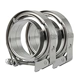 Densieg 2x V-Band Klemme Ø 76,2 mm (3 Zoll) + Flansche – Edelstahl Auspuffschelle Kit für Turbo, Downpipe, Auspuff, Schnellverschluss, Universell für Motorsport & Tuning– Quick Release Rohrverbinder