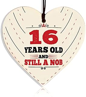 OBYJCA 16th Birthday Gift For Girls, Funny 16 Gifts for Daughter, 16th Birthday Wood Heart Gift for Granddaughter, Sister, Niece, Best Friend, Girlfriend, Family