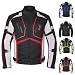 Motorcycle Jacket For Men Cordura Motorbike Racing Biker Riding Breathable CE Armored Waterproof All-Weather (Red, Large)