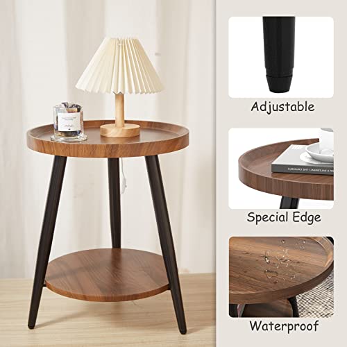 Bellglee Small Round Side Table, 2-Tier Round End Table With Sturdy Metal Frame, Bed Side Table/Coffee Mid Century Modern Table For Small Spaces, Living Room Or Bedroom #TOP5
