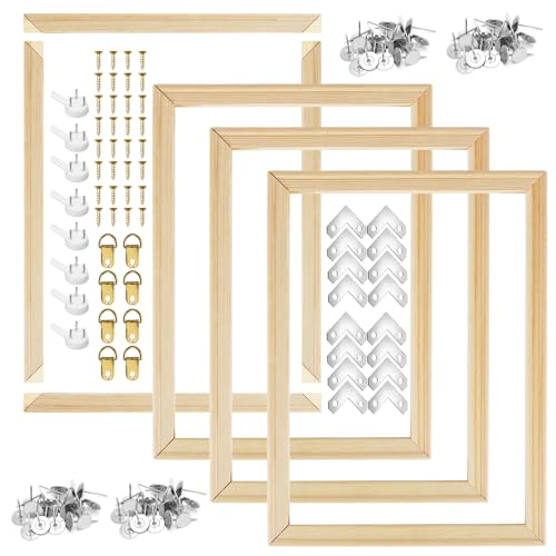 Yudlto 4 Pack 16x20 Inch Canvas Stretcher Bars, Easy to Assemble DIY Canvas Frame Kit with Wooden Frames for Painting, Prints, Posters, Embroidery and Needlepoint Art (16 * 20inch)
