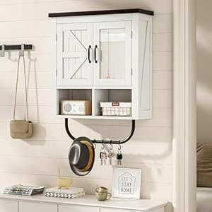 Medicinecabinetmirrorandadjustableshelffarmhousebathroomwallcabinetwithmirrortowelbarand6pcshooksfloatingstoragecabinetforbathroomkitchenhallway Urban Country Home Decor Medicine cabinet mirror and adjustable shelf farmhouse bathroom wall cabinet with mirror towel bar and 6pcs hooks floating storage cabinet for bathroom kitchen hallway urban country home decor