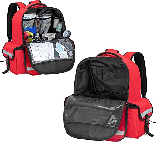 Image of PAHAL 19 Inch Medical First Aid Kit Backpack - Large Nylon Portable Medicine Storage Bag for Emergency, Travelling, Car, Home & Vaternity, Empty Medical Organizer Bag (No Medicine Included), Red
