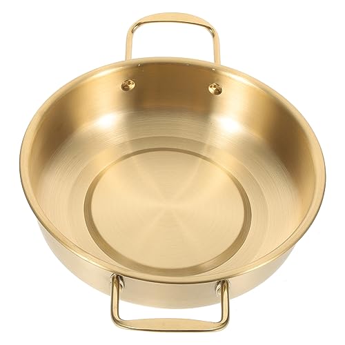 JECOMPRIS Olla Inoxidable para Fideos y Sopa Coreana Derrame con Doble Mango Ergonómico para Camping Picnic y Uso Portátil Cocina y Restaurante