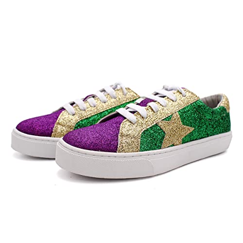 Laforst Mardi Gras Womens Glitter Parade Shiny Sequin Sneaker Shoes pp 8 Purple