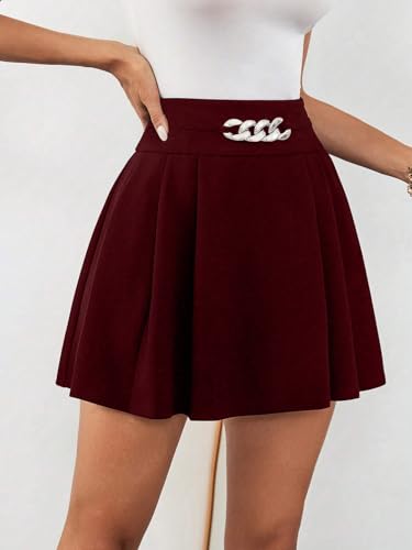 Image of ADDYVERO Women's Elegant & Casual A-Line Mini Skirt Maroon