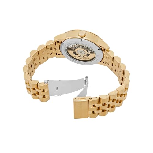 Image of Michael Kors Hutton Gold Automatic Stainless Steel Watch MKO1075
