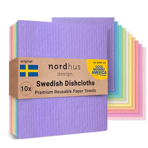 Nordhus Design Swedish Dishcloths for Kitchen – 10 Pack Reusable