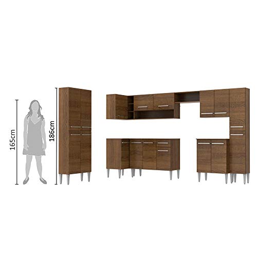 Cozinha Completa de Canto Reto Madesa Emilly 513 com Armário e Balcão 17 Portas 1 Gaveta