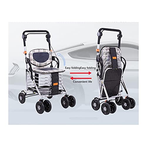 LICHUAN Einkaufstrolley, zusammenklappbar, mit 4 Rädern, Aluminiumlegierung, Einkaufstrolley für Einkaufen, Picknick… – Bild 7