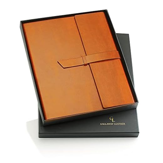 Gallaway Leather Padfolio Portfolio Folder -fits Letter Legal A4 Notebooks Notepads - Organizer Notebook Holder Case for Executives Salesmen Professionals Interview Folio - Brown
