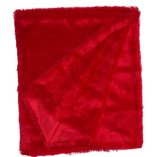 Image of Quago Fur Fabric Unstitched Super Soft Cloth for Baby Photoshoot, Soft Toys Making, Art and Craft, Dress Material, Decoration etc. (1 Mtr, 60 Inch Pana) (Red)