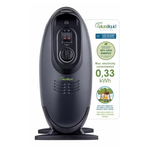 Bastilipo - Radiador ecológico mini con H2O natural liquid, 200/400/600W, 0.4Kw/h, 7 elementos c/termostato, color negro, MR-ECOFLUID-7