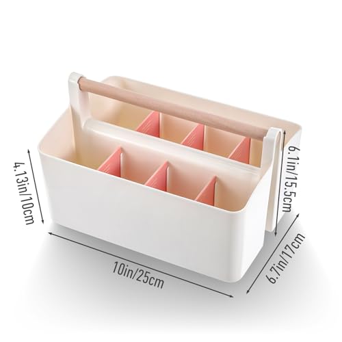Image of 2 Pcs Art Supply Organizers Marker Caddy with Handle Makeup Tools Brushes Box Adjustable Dividers Storage Bin for Colored Pencils Craft Pens Pencils Paint Knife