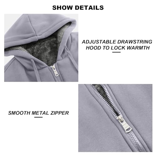 Image of Men's Plush Hoodie Zip-up Outdoor Jacket Fleece-Lined Hooded Long Sleeve Sweaters