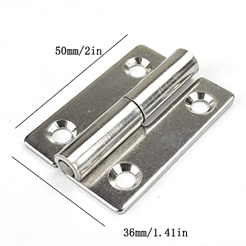 4Pcs 2Inch Long Steel Small Slip Joint Flag Hinge-Lift Off Left Handed Lid Door,304 Stainless Steel #TOP4