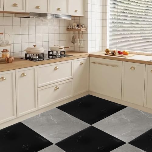 CYEER 40 Stück PVC Bodenbelag Selbstklebend 30x30CM, Vinylboden Selbstklebend Wasserfest Rutschfest, Selbstklebende Bodenfliesen für Küche, Wohnzimmer, Badezimmer, 2 Muster