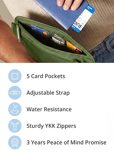 Image of Vantamo Money Belt with RFID For Men & Women, Hidden Passport Holder for Travel, 2 Compartment Travel Fanny Pack for Women Anti Theft