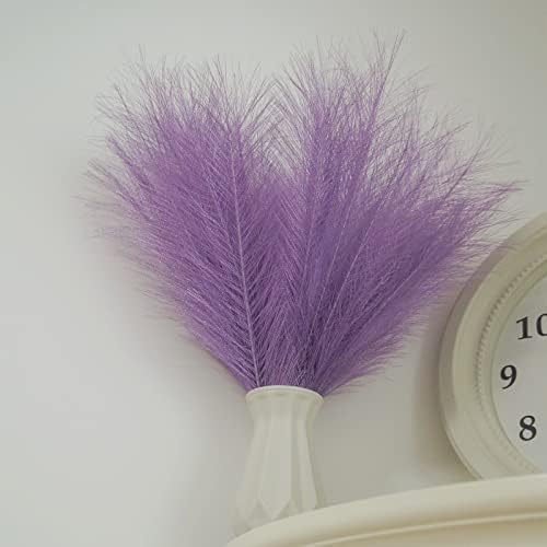6 Pcs Pink Artificial Pampas Grass, 18'' Short Small Faux Fluffy Pampas Bouquet Plants Flower, Fake Pompass Grass Branches for Wedding Home Accessories Christmas Decorations
