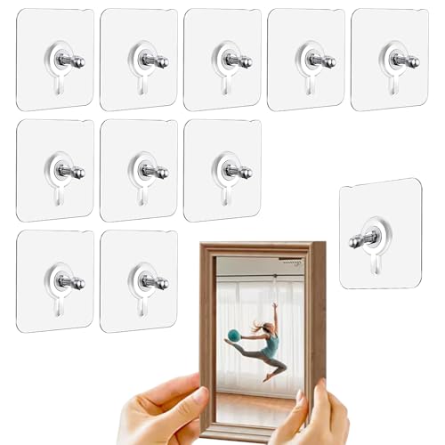 Image of ROWPOZ 2025 Upgraded Drill Free Adhesive Hooks, 20PCS Picture Hangers Without Nails Wall Hooks for Hanging Adhesive Wall Mount Screw Hook, Hang On Wall Without Nails for Kitchen, Bathroom, Home