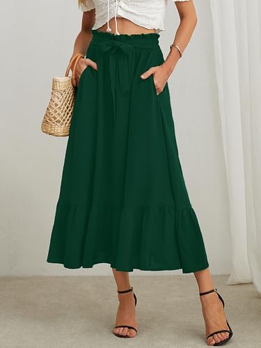 KORSIS Women's Maxi Skirt Casual A Line High Waisted Tied Adjustable Flowy Elegant Vocation Beach Long Skirt with Pocket2